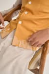 Buy_Dhruv Vaish_Yellow Silk Embroidery Thread Jawahar Jacket _Online_at_Aza_Fashions