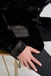 Dhruv Vaish_Black Velvet Embroidery, Beads Bandhgala _Online_at_Aza_Fashions