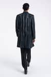 Shop_Dhruv Vaish_Black Silk, Chanderi Zari, Embroidery Front Open Sherwani Set _at_Aza_Fashions