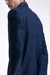 Dhruv Vaish_Navy Silk Beads, Stones High Neck Embroidered Sherwani Set _Online_at_Aza_Fashions