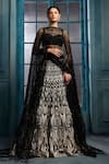 Ritika Mirchandani_Black Crepe, Georgette, Net Embroidery, Crystals, Metallic Orion Lehenga Set _Online_at_Aza_Fashions
