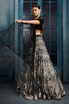 Buy_Ritika Mirchandani_Black Crepe, Georgette, Net Embroidery, Crystals, Metallic Orion Lehenga Set _Online_at_Aza_Fashions