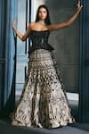 Buy_Ritika Mirchandani_Black Crepe, Georgette, Net Sterling Division Flap Corset With Lehenga _at_Aza_Fashions