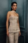 Ritika Mirchandani_Ivory Crepe, Georgette, Net Crystals, Metallic Echo Tube Top Sharara Set _Online_at_Aza_Fashions