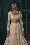 Shop_Ritika Mirchandani_Ivory Crepe, Georgette, Net Embroidery, Sovera Floral Lehenga And Blouse Set _at_Aza_Fashions
