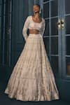 Buy_Ritika Mirchandani_Ivory Crepe, Georgette, Net Embroidery, Sovera Floral Lehenga And Blouse Set _at_Aza_Fashions