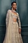 Ritika Mirchandani_Ivory Crepe, Georgette, Net Embroidery, Crystals, Victoria Lehenga Set _Online_at_Aza_Fashions