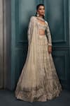 Buy_Ritika Mirchandani_Ivory Crepe, Georgette, Net Embroidery, Crystals, Victoria Lehenga Set _at_Aza_Fashions