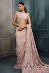 Buy_Ritika Mirchandani_Blush Crepe, Georgette, Net Crystals, Pixie Work Lehenga Saree With Blouse _Online_at_Aza_Fashions