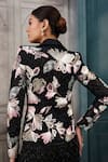 Shop_Ritika Mirchandani_Black Crepe, Georgette, Net Eugene Metrix Floral Blazer And Sharara Set _at_Aza_Fashions