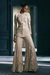 Buy_Ritika Mirchandani_Ivory Crepe, Georgette Crystals, Metallic Honory Bugle Kurta And Sharara Set _at_Aza_Fashions