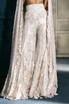 Ritika Mirchandani_Ivory Net, Crepe, Georgette Embroidery, Solenne Honey Comb Cape Sharara Set _Online_at_Aza_Fashions
