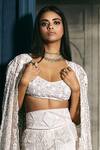 Buy_Ritika Mirchandani_Ivory Net, Crepe, Georgette Embroidery, Solenne Honey Comb Cape Sharara Set _Online_at_Aza_Fashions