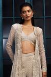 Ritika Mirchandani_Ivory Crepe, Georgette, Net Crystals, Nectar Honeycomb Jacket Sharara Set _Online_at_Aza_Fashions