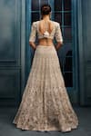 Shop_Ritika Mirchandani_Ivory Crepe, Georgette, Net Crystals, Halo Floral Blouse With Moonlit Lehenga _at_Aza_Fashions