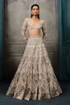 Buy_Ritika Mirchandani_Ivory Crepe, Georgette, Net Crystals, Eleanor Prism Blouse And Lehenga Set _at_Aza_Fashions