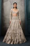 Shop_Ritika Mirchandani_Ivory Crepe, Georgette, Net Crystals, Eleanor Prism Blouse And Lehenga Set _at_Aza_Fashions