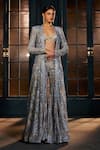 Buy_Ritika Mirchandani_Ivory Crepe, Georgette, Net Crystals, Bella Floral Jacket Sharara Set _at_Aza_Fashions