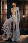 Shop_Ritika Mirchandani_Ivory Crepe, Georgette, Net Crystals, Bella Floral Jacket Sharara Set _at_Aza_Fashions