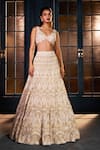 Shop_Ritika Mirchandani_Ivory Crepe, Georgette, Net Embroidery, Crystals, Mesmera Bridal Lehenga Set _at_Aza_Fashions