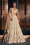 Buy_Ritika Mirchandani_Ivory Crepe, Georgette, Net Embroidery, Crystals, Mesmera Bridal Lehenga Set _at_Aza_Fashions