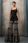Buy_Ritika Mirchandani_Black Crepe, Georgette, Net Crystals, Abigail Tapered Kurta With Sharara _at_Aza_Fashions