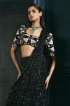 Ritika Mirchandani_Black Crepe, Georgette, Net Sequins, Estee Trinity Blouse With Lehenga Saree _Online_at_Aza_Fashions