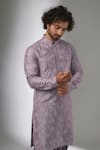 Buy_SALIL BHATIA_Purple Modal, Satin Sequins, Embroidery Amber Mahal Embellished Kurta Set _Online_at_Aza_Fashions