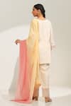 Shop_Laxmishriali_Off White Chanderi, Organza Embroidery Boat Neck Arabella Kurta Pant Set _at_Aza_Fashions