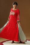 Buy_Arpita Sulakshana_Red Chanderi Silk Embroidery, Zari, Tassels Square Laal Sindoor Saaj Kurta Set _Online_at_Aza_Fashions