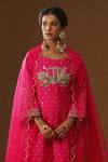 Arpita Sulakshana_Pink Chanderi Silk Embroidery, Zari, Sequins, Gulabi Sindoor Saaj Kurta Set _Online_at_Aza_Fashions