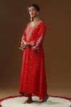 Arpita Sulakshana_Red Chanderi Silk Embroidery, Tassels Square Neck Laal Rooh Kurta Set _Online_at_Aza_Fashions