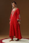 Buy_Arpita Sulakshana_Red Chanderi Silk Embroidery, Tassels Square Neck Laal Rooh Kurta Set _Online_at_Aza_Fashions