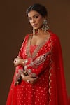 Arpita Sulakshana_Red Chanderi Silk Embroidery, Tassels Square Neck Laal Rooh Kurta Set _at_Aza_Fashions