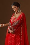 Buy_Arpita Sulakshana_Red Chanderi Silk Embroidery, Tassels Square Neck Laal Rooh Kurta Set 