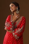 Arpita Sulakshana_Red Chanderi Silk Embroidery, Tassels Square Neck Laal Rooh Kurta Set _Online