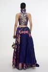 Shop Ekaya Banaras Purple Satin, Silk Handwoven Aubergine Lehenga Set With Unstitched Blouse Piece at Aza Fashions Shop_Ekaya Banaras_Purple Satin, Silk Handwoven Aubergine Lehenga Set With Unstitched Blouse Piece _at_Aza_Fashions