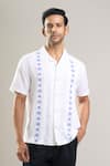 Buy_Aryavir Malhotra_Off White Linen, Cotton Embroidery Hand Shirt _at_Aza_Fashions