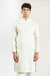 Rng Safawala_Green Crepe, Silk, Dupion Embroidery Chikankari Kurta And Pant Set _Online_at_Aza_Fashions