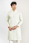 Buy_Rng Safawala_Green Crepe, Silk, Dupion Embroidery Chikankari Kurta And Pant Set _Online_at_Aza_Fashions