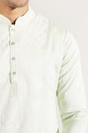 Rng Safawala_Green Crepe, Silk, Dupion Embroidery Chikankari Kurta And Pant Set _at_Aza_Fashions