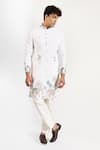 Buy_Rng Safawala_Off White Crepe, Silk, Dupion Embroidery, Resham Elephant And Bird Kurta Set _at_Aza_Fashions