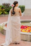 Shop_Chambray & CO._Ivory Silk Organza, Tissue, Organza, Silk, Cotton Mala Floral Saree With Blouse _at_Aza_Fashions