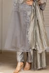 Buy_Chambray & CO._Charcoal Organza, Tissue, Cotton, Nishvi Floral Kurta And Pant Set _Online_at_Aza_Fashions
