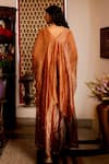 Shop_Chambray & CO._Rust Silk Organza, Cotton, Silk, Tissue Applique Lekha Banarasi Kaftan Set _at_Aza_Fashions