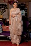 Buy_Chambray & CO._Beige Organza, Tissue, Cotton, Embroidery Sweetheart Aarya Saree Set _at_Aza_Fashions