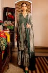 Buy Chambray & CO. Green Tissue, , Cotton, Organza Amyra Banarasi Floral Kurta Set at Aza Fashions Buy_Chambray & CO._Green Tissue, , Cotton, Organza Amyra Banarasi Floral Kurta Set _at_Aza_Fashions