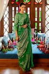 Buy_Chambray & CO._Green Chanderi Silk, Cotton Embroidery, Cut Work Aranay Saree With Blouse _at_Aza_Fashions