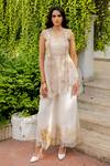 Buy Chambray & CO. Ivory Chanderi Silk, Cotton Embroidery, Fabric Shwetha Hand Overlay And Pant Set at Aza Fashions Buy_Chambray & CO._Ivory Chanderi Silk, Cotton Embroidery, Fabric Shwetha Hand Overlay And Pant Set _at_Aza_Fashions