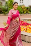 Buy_Chambray & CO._Pink Organza Embroidery Round Neck Leela Motif Saree And Blouse Set _Online_at_Aza_Fashions